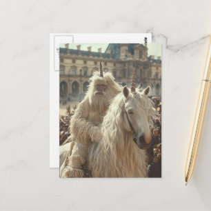 Funny Unicorn in the City Postcard