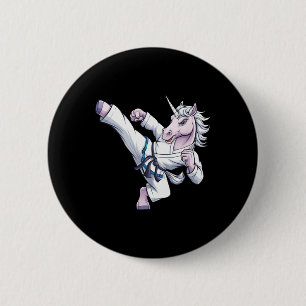 Funny Unicorn Karate Girl I Taekwondo Martial Arts 6 Cm Round Badge