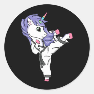 Funny Unicorn Karate Girl I Taekwondo Martial Arts Classic Round Sticker