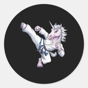Funny Unicorn Karate Girl I Taekwondo Martial Arts Classic Round Sticker
