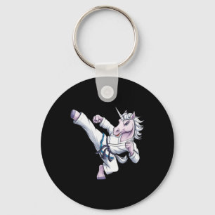Funny Unicorn Karate Girl I Taekwondo Martial Arts Key Ring