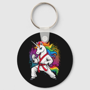Funny Unicorn Karate Girl I Taekwondo Martial Arts Key Ring