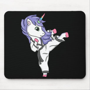 Funny Unicorn Karate Girl I Taekwondo Martial Arts Mouse Mat