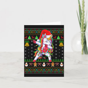 Funny Unicorn Lover Xmas Santa Hat Unicorn Ugly Ch Card
