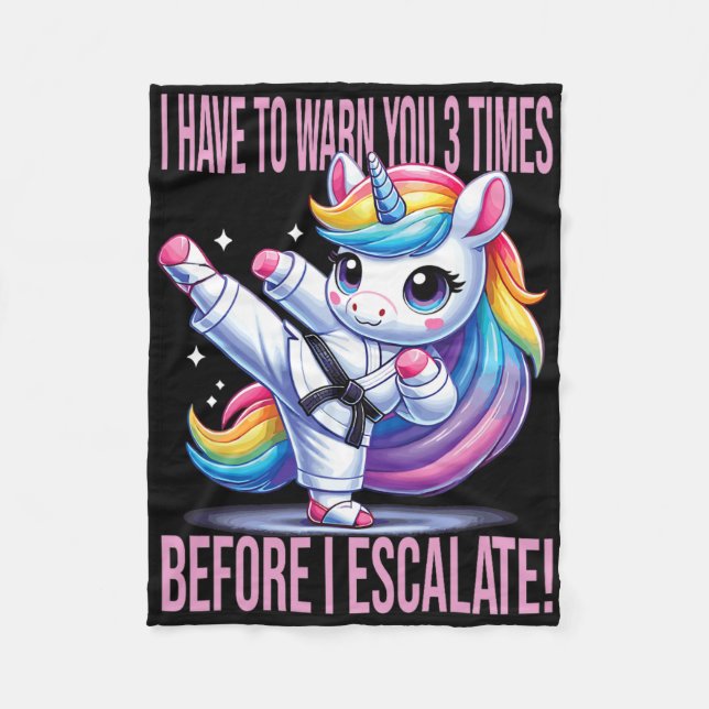 Funny Unicorn Martial Arts Karate For Girls  Fleece Blanket (Front)