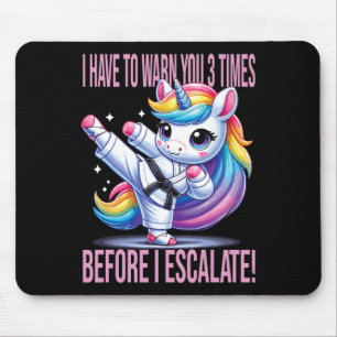 Funny Unicorn Martial Arts Karate For Girls Mouse Mat