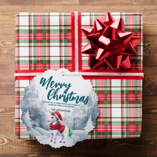 Funny Unicorn Merry Xmas tree snow Holiday  Tree Decoration Card