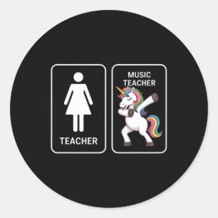 Funny Unicorn Music Teacher Classic Round Sticker