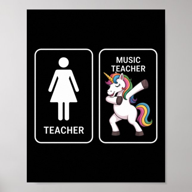 Funny Unicorn Music Teacher Poster (Front)