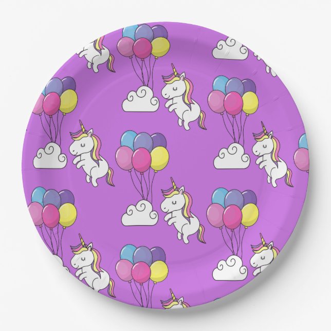 Funny Unicorn Pattern Magic Horse Paper Plate (Front)