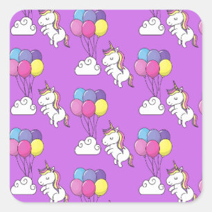 Funny Unicorn Pattern Magic Horse Square Sticker