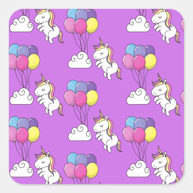 Funny Unicorn Pattern Magic Horse Square Sticker (Front)