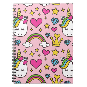 Funny Unicorn Pattern Pink Magic Horse Cute Notebook
