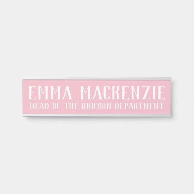Funny Unicorn Pink Hanging Door Sign Name Plate (Front)