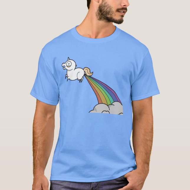 Funny Unicorn Pooping Rainbows T-Shirt (Front)