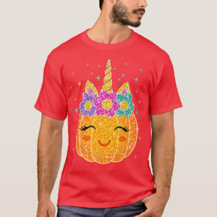 Funny Unicorn Pumpkin Halloween Gifts Cute Thanksg T-Shirt