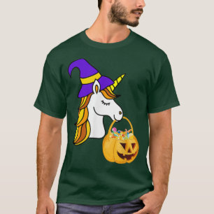 Funny Unicorn Pumpkin Witch Halloween Costume 2922 T-Shirt