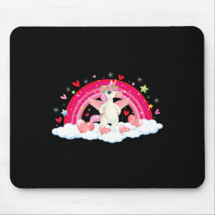 Funny Unicorn Rainbow Hearts Stars Happy Valentine Mouse Mat