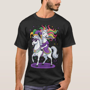 Funny Unicorn Riding Horse Jester Hat Women Men Ma T-Shirt