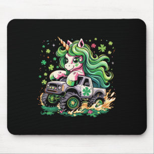 Funny Unicorn Riding Monster Truck Irish St Patric Mouse Mat
