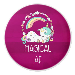 Funny Unicorn Saying Magical AF Ceramic Knob