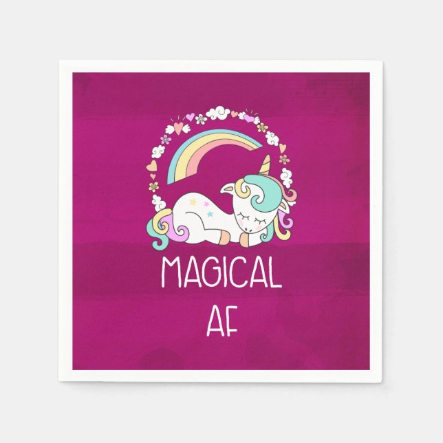 Funny Unicorn Saying Magical AF Napkin (Front)