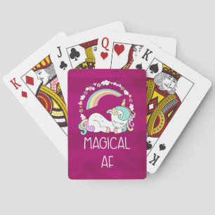 Funny Unicorn Saying Magical AF Playing Cards