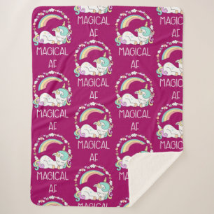 Funny Unicorn Saying Magical AF Sherpa Blanket