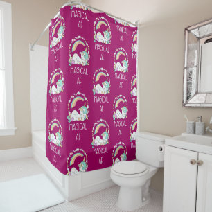 Funny Unicorn Saying Magical AF Shower Curtain