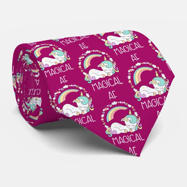 Funny Unicorn Saying Magical AF Tie (Rolled)