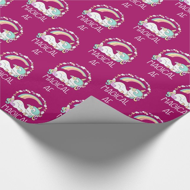 Funny Unicorn Saying Magical AF Wrapping Paper (Corner)