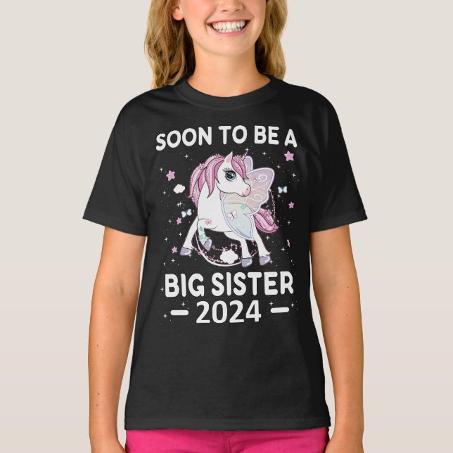 Funny Unicorn Soon To Be Big Sister T-Shirt (Front)