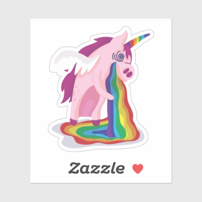 Funny Unicorn Vomiting Rainbow Sick Shaped Cool (Sheet)