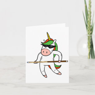 Funny Unicorn Wearing Sungles Playing Billiards Gi Card