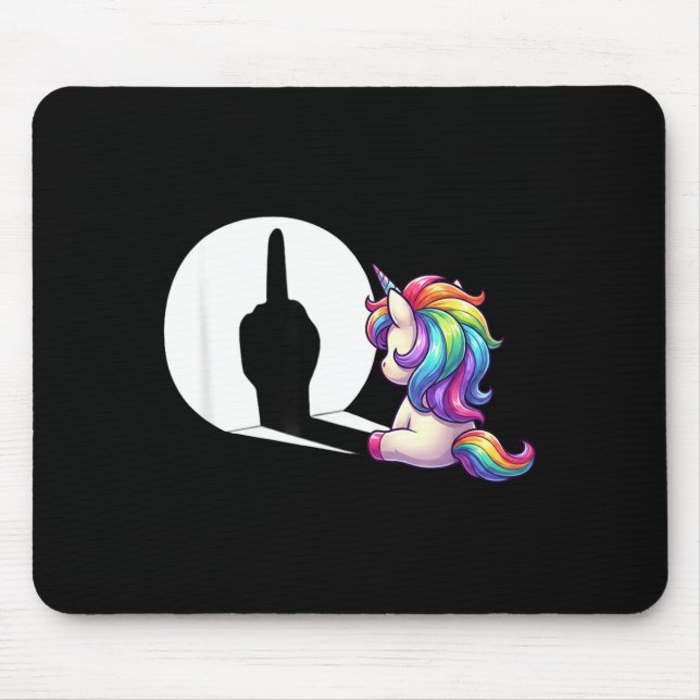 Funny Unicorn With Middle Finger Morning Grouch  Mouse Mat (Front)