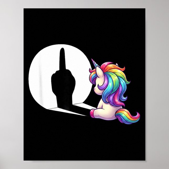 Funny Unicorn With Middle Finger Morning Grouch  Poster (Front)