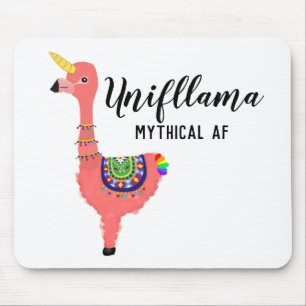 Funny Unifllama:Unicorn-Flamingo-llama Mythical AF Mouse Mat