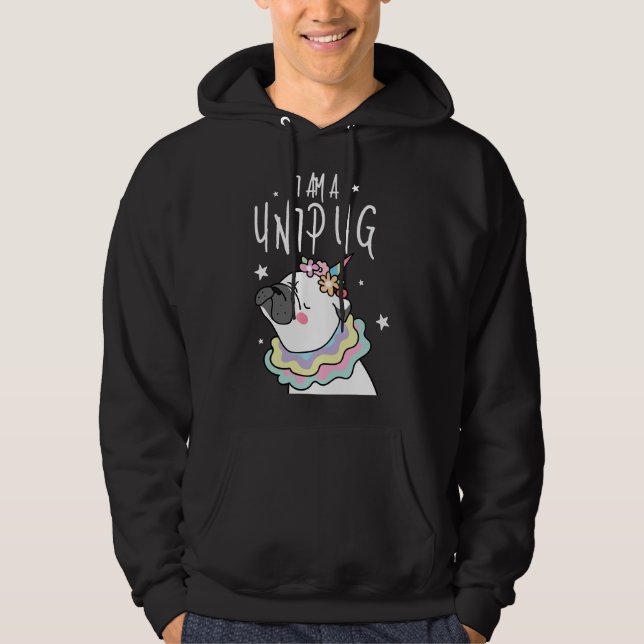 Funny Unipug Unicorn Pug Owner Pun Pug Lovers gift Hoodie (Front)