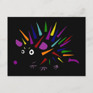 Funny Unique Colourful Abstract Hedgehog Art Postcard