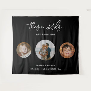 Funny Unique Kids Photo Engagement Party Backdrop Tapestry