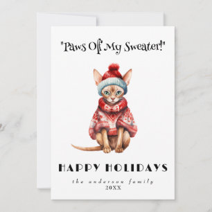 Funny Unique Red Ugly Sweater Pet Cat Christmas Holiday Card