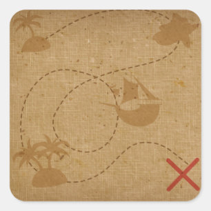 Funny Unique Vintage Pirate Treasure Map Square Sticker