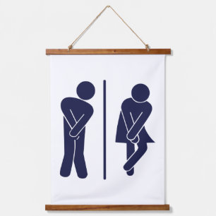 Funny Unisex Bathroom Sign Hanging Tapestry