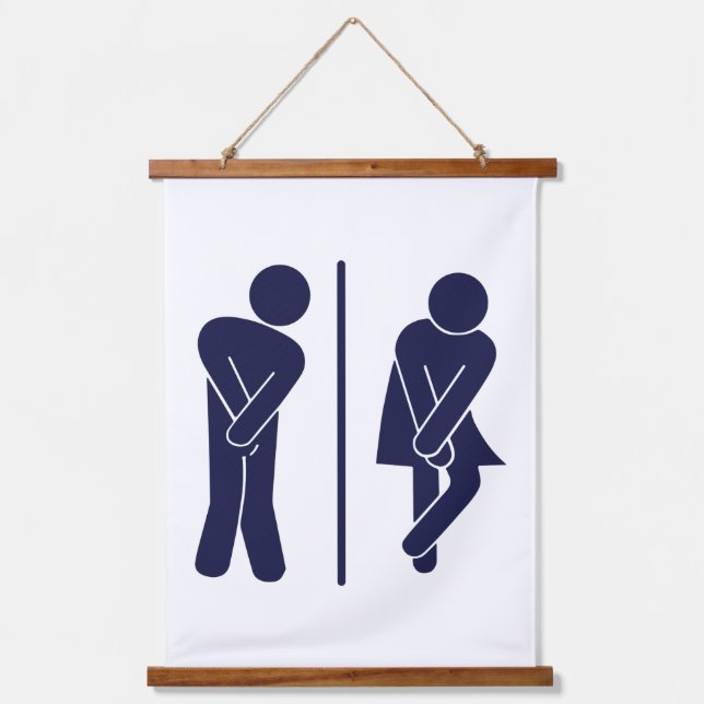 Funny Unisex Bathroom Sign Hanging Tapestry (Front)