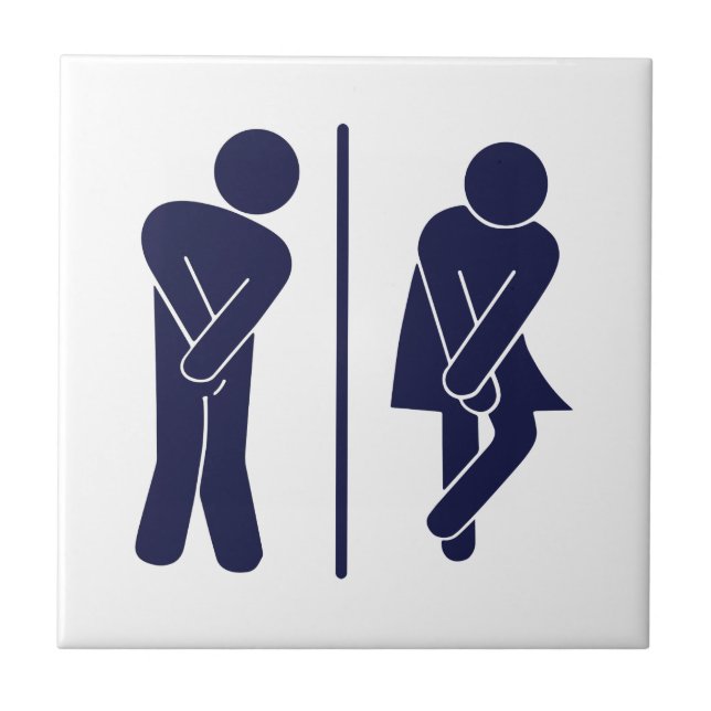 Funny Unisex Bathroom Sign Tile (Front)