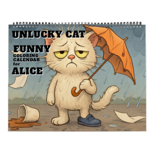 Funny Unlucky Cat Colouring Calendar