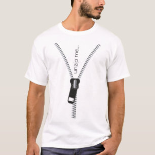 Funny Unzip Me Zipper, Black Customisable Text T-Shirt