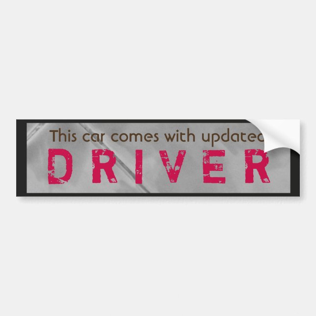 Funny Updated Driver Pink Brown Bumper Sticker (Front)