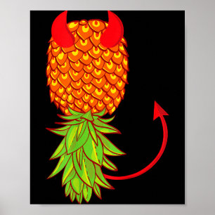 Funny upside down pineapple swinger fruit lover poster
