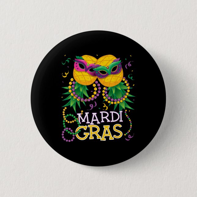 Funny Upside Down Pineapple Swinger Mardi Gras Bea 6 Cm Round Badge (Front)
